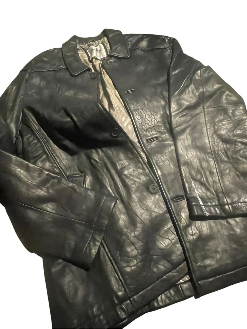 Adler authentic Classic Black Leather coat  - size men’s large like new